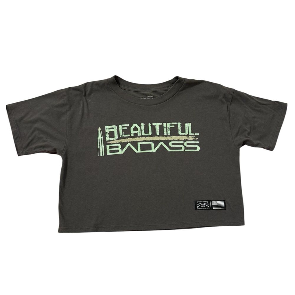 Women’s cropped Grunt Style Beautiful Badass T-shirt size Small